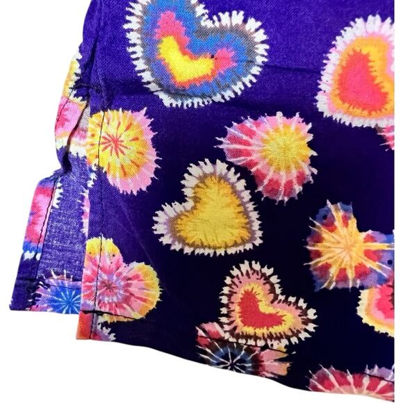 All Heart Colorful Tie Fye Print Heart and Flower Print Scrub Top Sz M - Picture 4 of 5